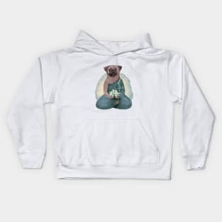 meditating pug with lotus flower 2 Kids Hoodie